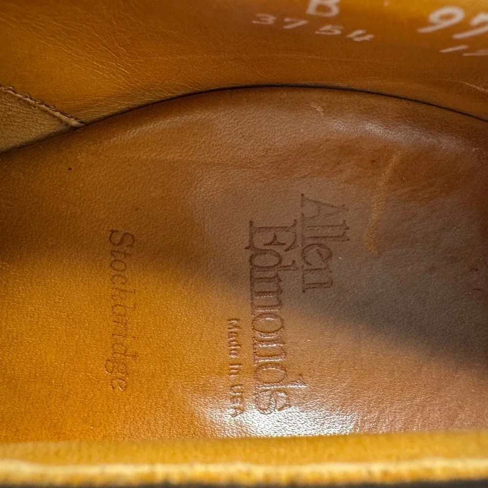 Classic Allen Edmonds Mens 11.5 B Stockbridge Tan Brown Leather Split‎ Toe Derby